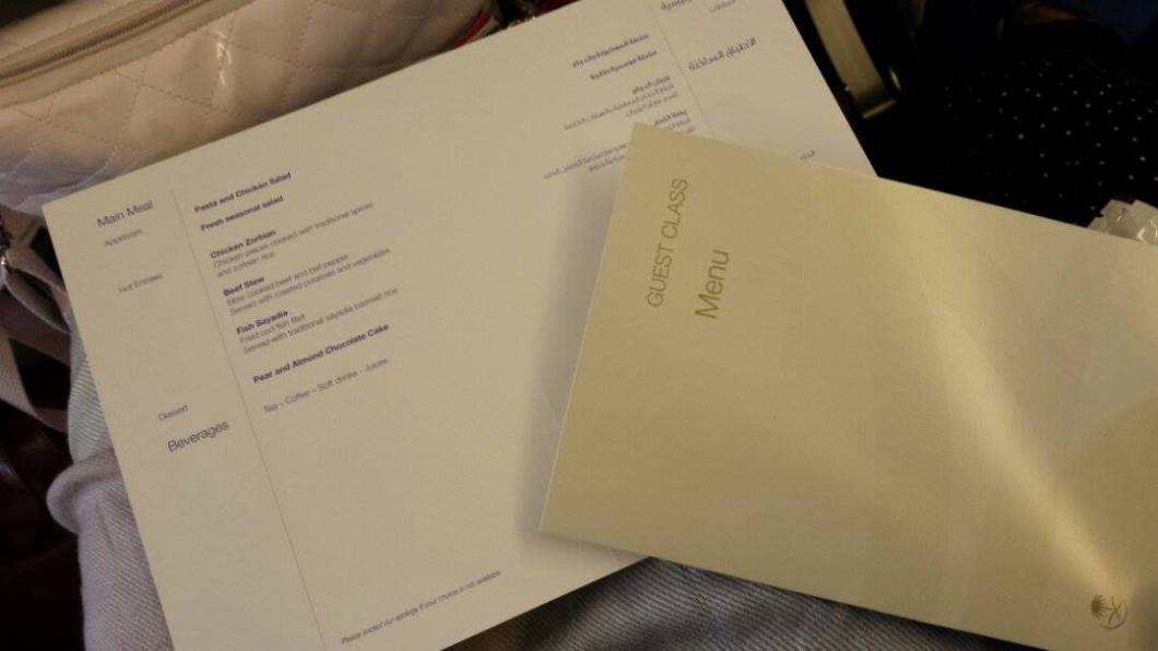 Menu Saudia Airlines