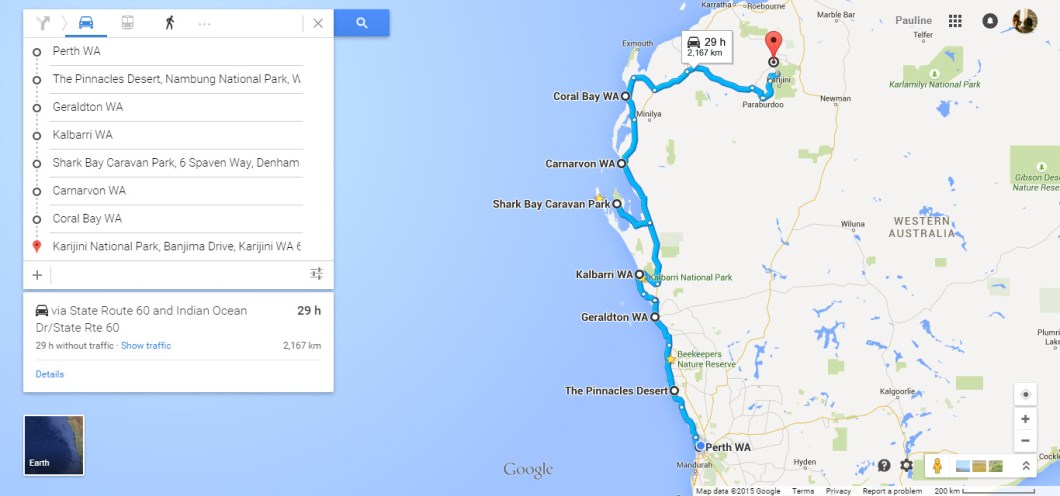 Carte Road Trip WA