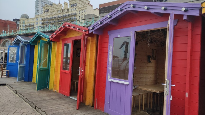 Colorful sea houses Brighton